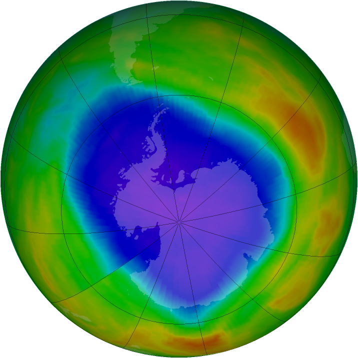 Antarctic ozone map for 06 October 1989